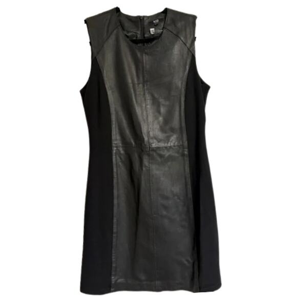 SAS Faux Leather Panel Sheath Dress in Black EUC Size 6 - Picture 2 of 3